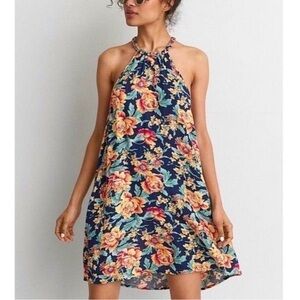 American Eagle Outfitters Floral Halter Braided Dress